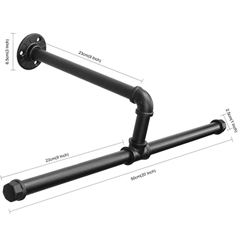 Estilo industrial percha flotante DIY montado en la pared rural retro ropa varilla multi-funcional de hierro tubería de agua perchero