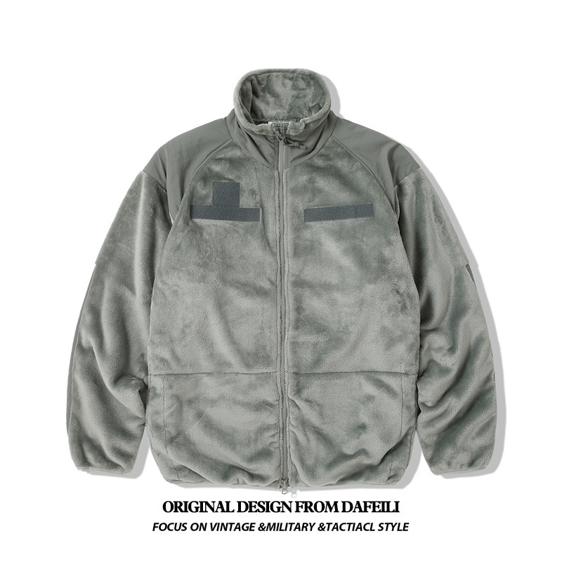 Us Military Ecwcs Velcro Military Style Fleece Top Ami Khaki Retro Workwear Casual Jacket for Men