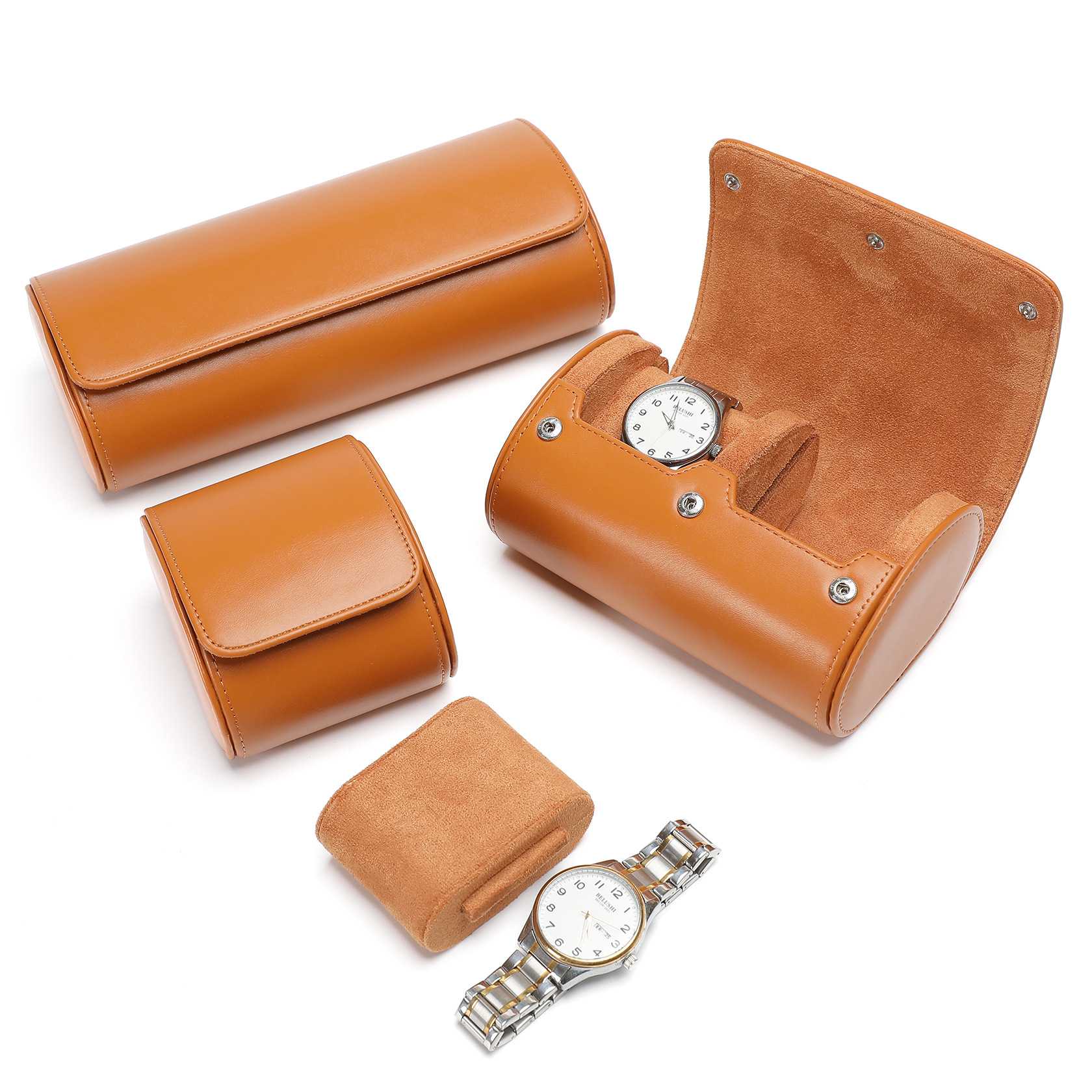 Ready-Made Cross-Border Card-Insertable High-End Leather Watch Packaging Box with 1, 2, or 3 Slots for Gift Watches and Storage