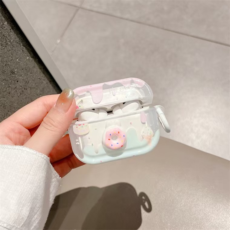 Nuevo pastel de moda creativo donut i12 funda protectora para auriculares TPU estuche suave resistente a caídas Estuche de transporte personalizado