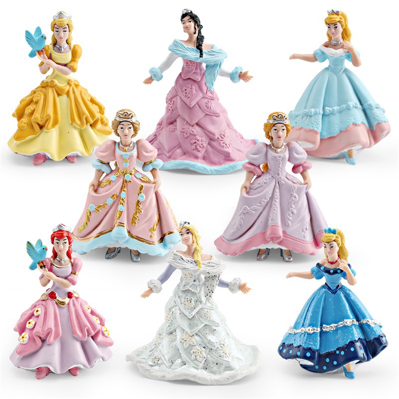 Simulación transfronteriza cuento de hadas modelo de muñeca rompecabezas PVC sólido princesa reina decoración de personajes juguetes