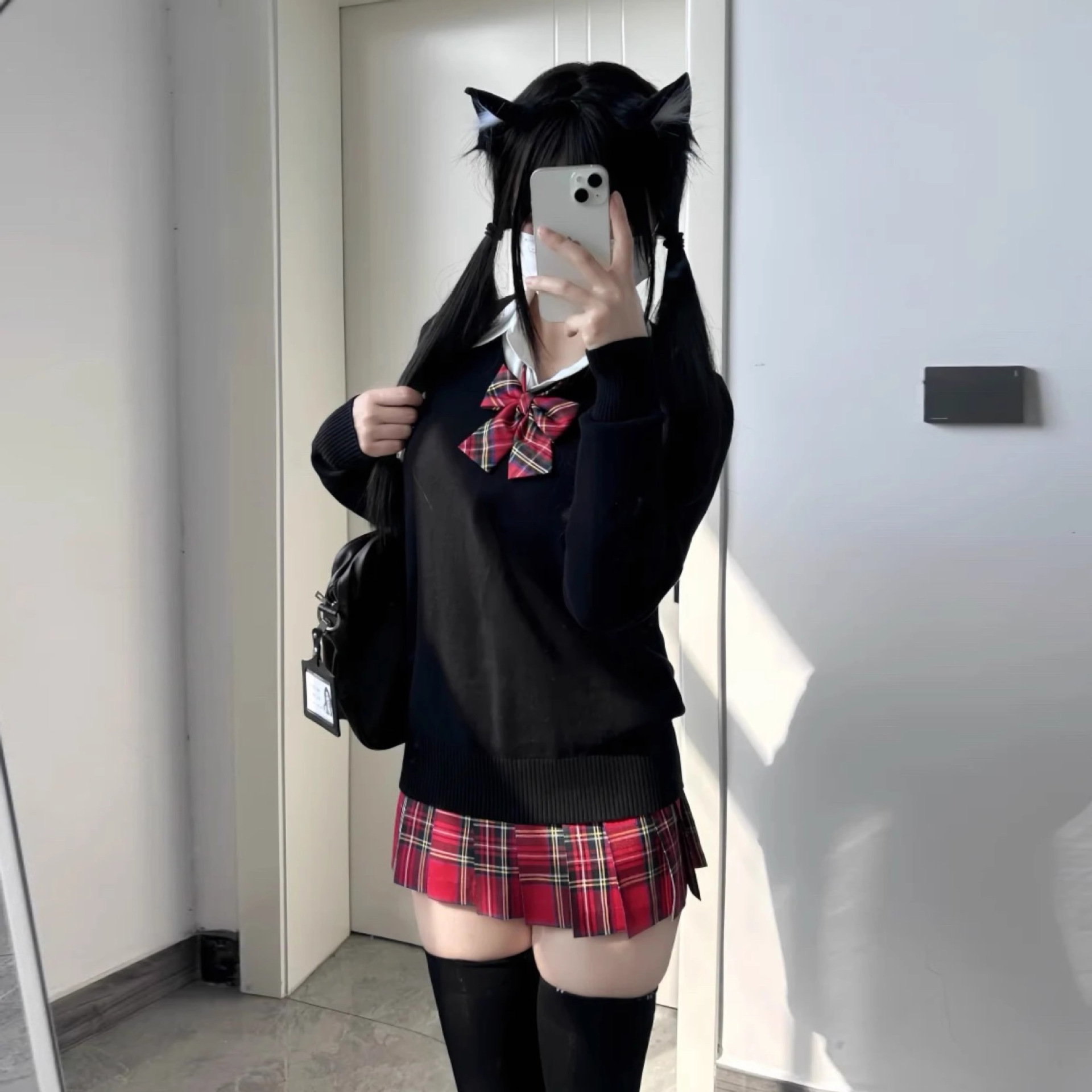 小辣椒原创正版日系JK制服秋冬圣诞氛围感校供毛衣格裙套装女