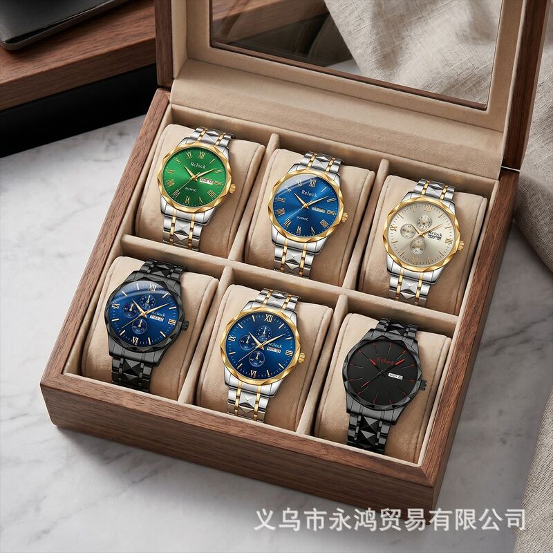 New Model of Foreign Trade Watch with Gold-Tone Strap for Men, Fake Three-Dial Design with Calendar, Business-Style Quartz Watch, Supports Dropshipping New Model of Foreign Trade Watch with Gold-Tone Strap for Men, Fake Three-Dial Design with Calendar, Business-Style Quartz Watch, Supports Dropshipping