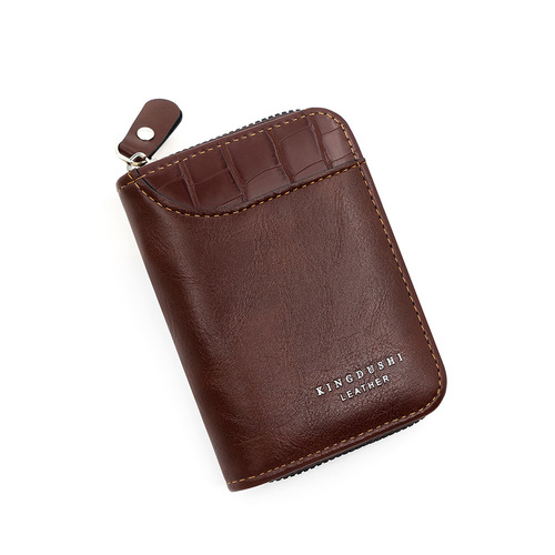 Kingdushi Men's Anti-Magnetic Card Holder Men's Zipper Wallet Coin Purse Leatherette Card Case Business Card Holder