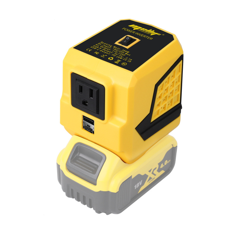 200W Inverter Compatible with Dewalt Battery 20V to 110V, 1 USB and 1 Type C Output