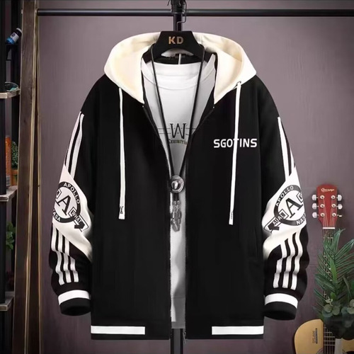 Heavy hooded hooded hoodie men's spring and autumn 2024 new style loose American autumn boys 'autumn winter jacket men's outer