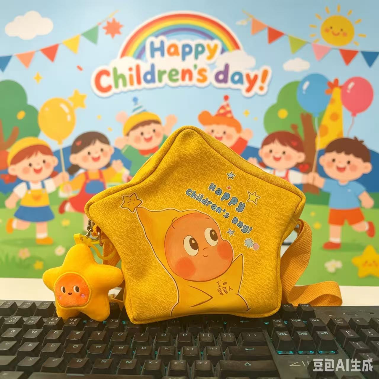 Children's Day 2026 New Model Star-Themed Canvas Bag, Cute Cartoon Shoulder Bag, Crossbody Bag, Internet Celebrity Hot-Selling Bag