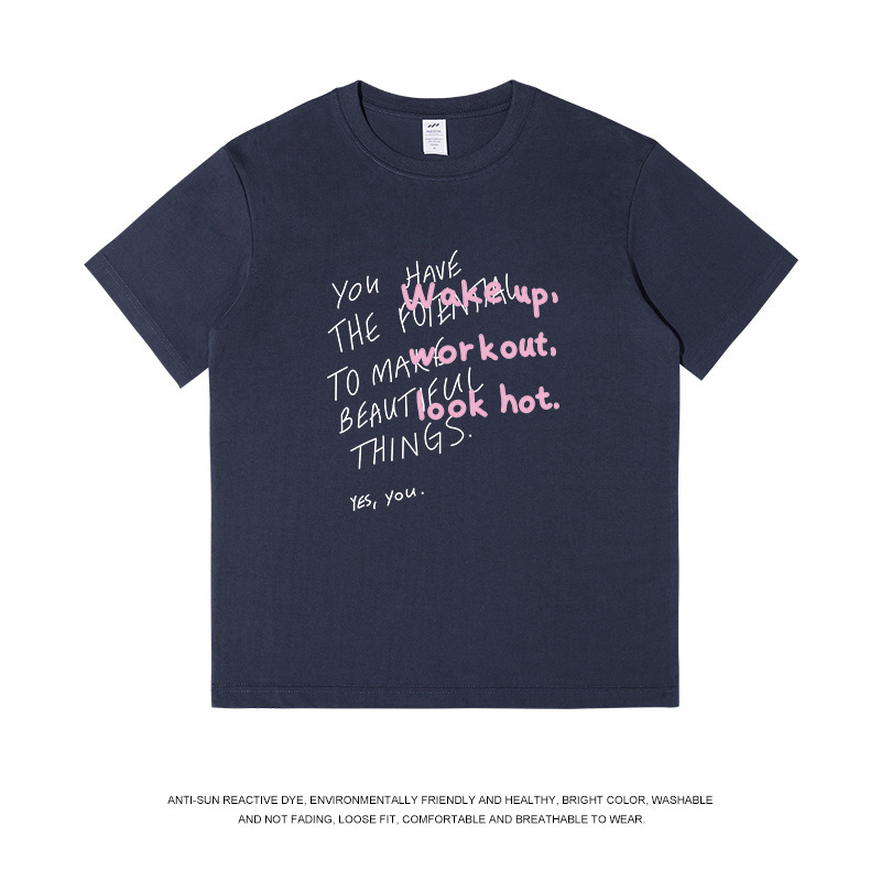 メンズストリートファッションレタープリントTシャツ半袖メンズラウンドネックニッチデザイントレンドTシャツカジュアルで万能なトップス|undefined