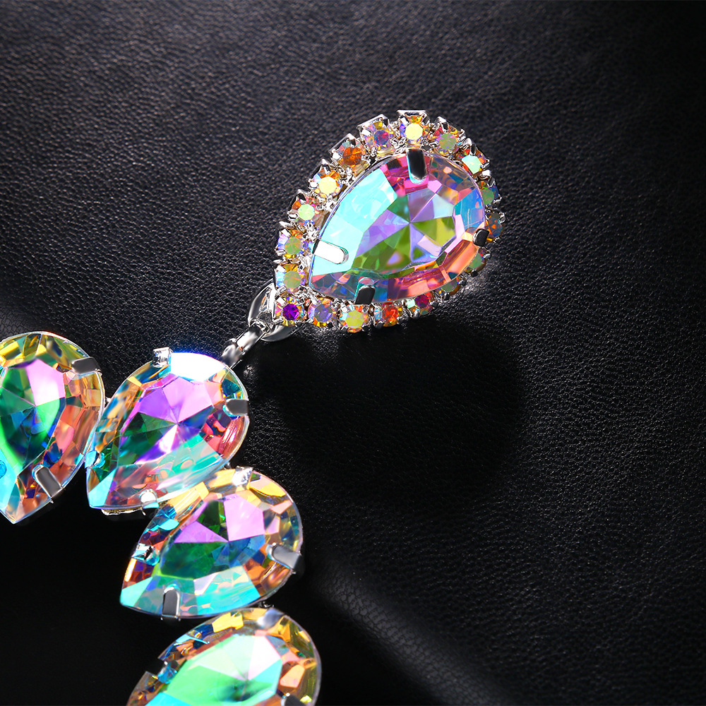 Moda transfronteriza pendientes de diamantes de imitación accesorios europeos y americanos sexy exagerado completo diamante gota de agua pendientes accesorios personalizados pendiente image 5