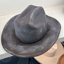新款演出做旧西部牛仔帽英伦毡帽大沿遮阳绅士帽子火烧感设计礼帽