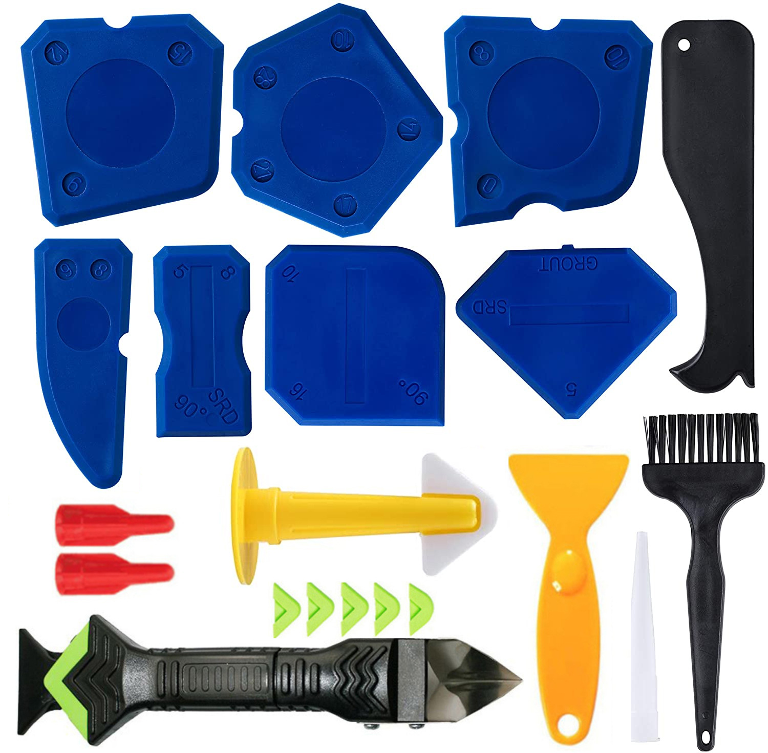 21件套填缝套件 5合1硅胶填缝工具 填缝硅密封胶刮刀 美缝工具