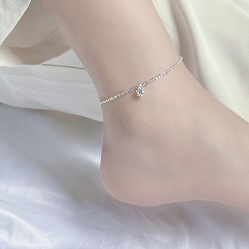 Korean jewelry S925 sterling silver anklet moon splashing galaxy colorful zircon high-end super sparkling sparkling anklet for women