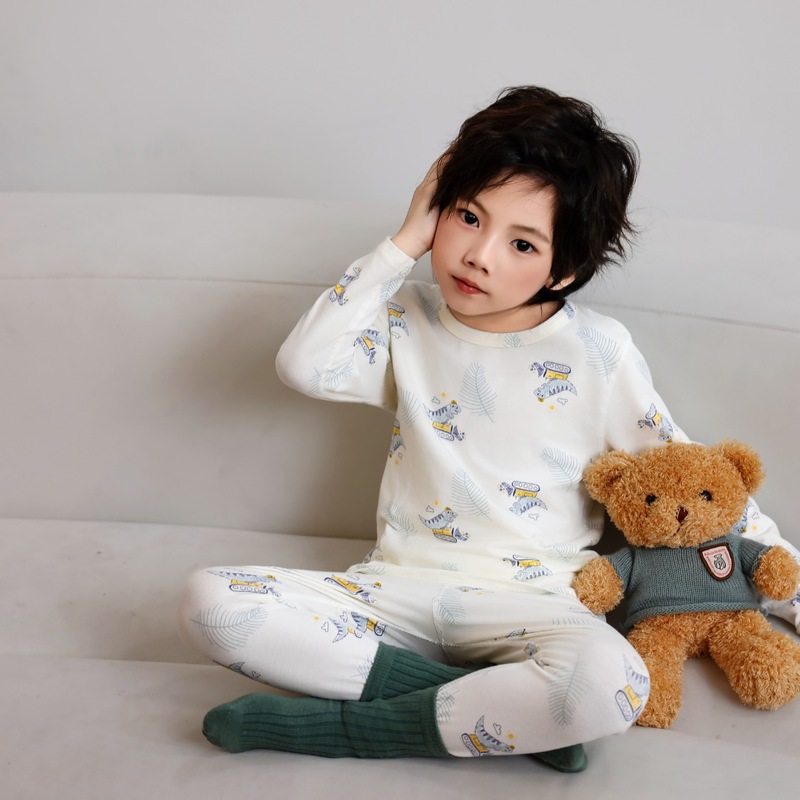 儿童内衣莱卡无骨抗菌套装纯棉秋衣秋裤男童女童打底家居服保暖装|undefined