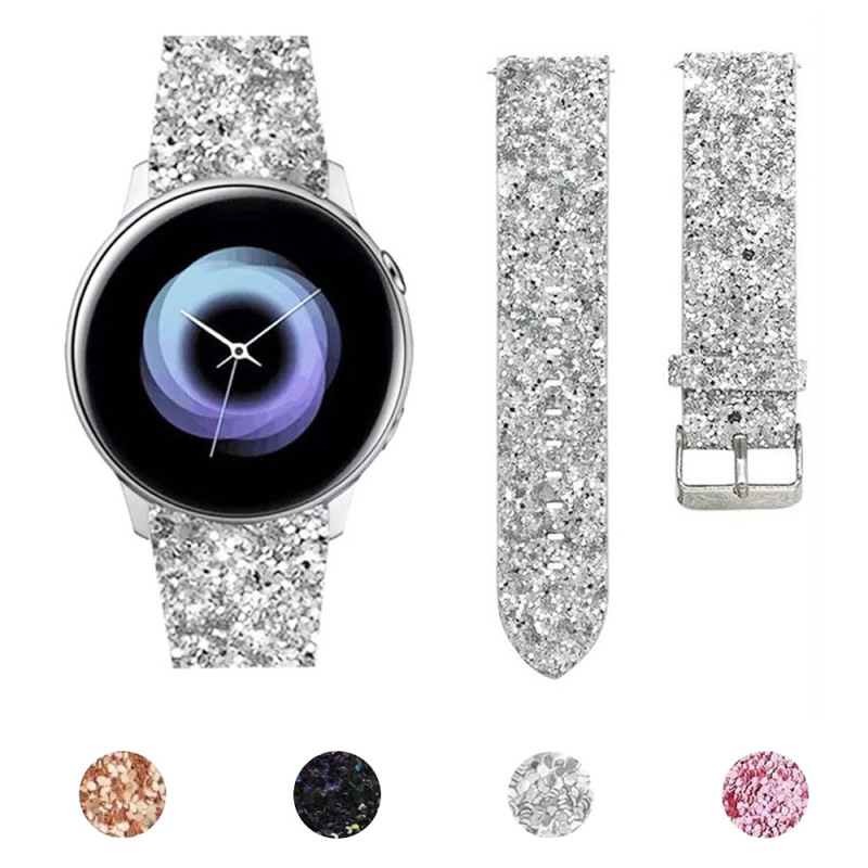For Samsung Active 2 Galaxy Watch 42/46mm Sequin Leather Strap 20/22mm Wristband For Samsung Active 2 Galaxy Watch 42/46mm Sequin Leather Strap 20/22mm Wristband