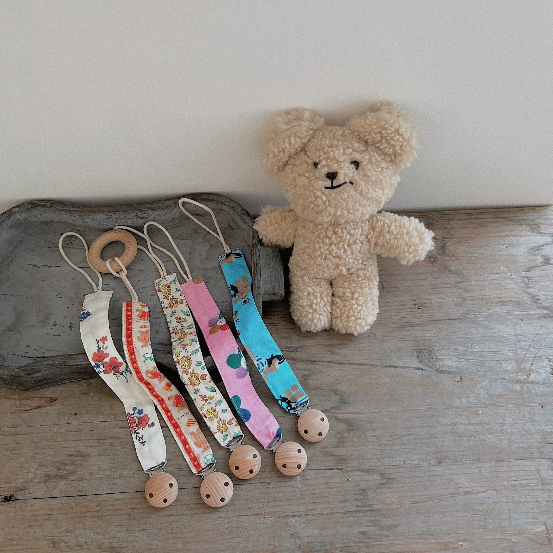 Южная Корея ins Nordic детский ручной крючок тканая цепочка для сосков деревянная цепь для сосков с защитой от падения деревянная цепочка для сосков с защитой от падения