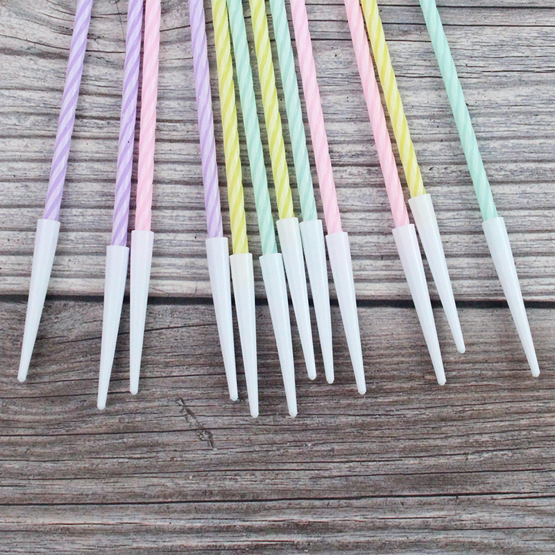 Venta al por mayor nueva vela de cumpleaños feliz reunión A3 color Delgado cristal espiral 12 velas fiesta en caja