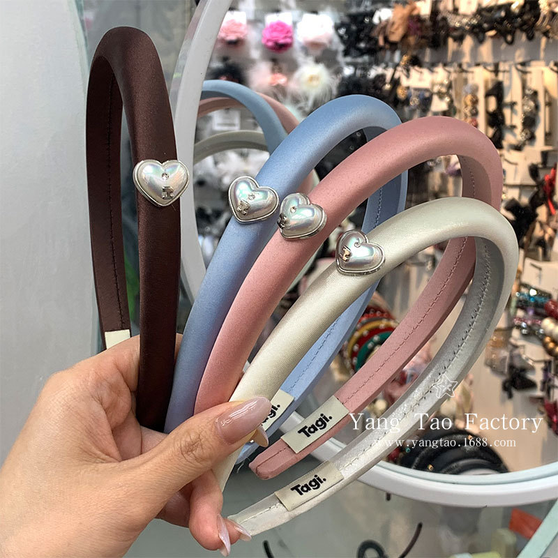 Corea del Sur nuevo diamante rosa abrazadera para el cabello simple multifacé bandas de cabello rojo para mostrar la cara pequeña joyería de cabello para mujeres