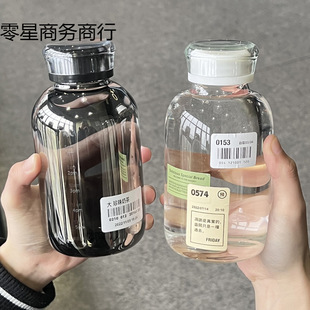 Ins Style Large Capacity High Appearance High Temperature Resistant Glass Cup with Straw Label Sticker Couple Office Outdoor Water Cup