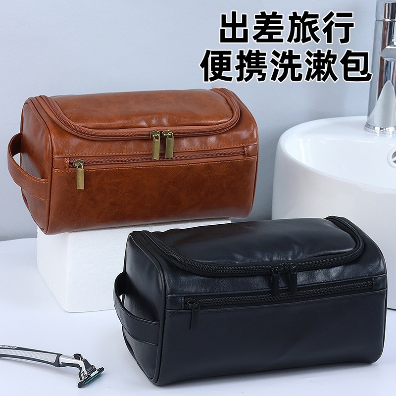 复古PU材质化妆包大容量洗漱包旅行化妆师收纳包立体防水商务专用