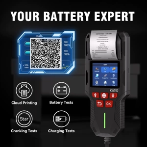 Qr Code Scanning with Printing 12V-24V Kw700 Car Battery Tester Battery Tester Internal Resistance Meter