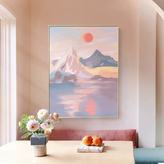 多款暖色小清新肌理感餐厅床头客厅挂画北欧现代抽象风景装饰画芯