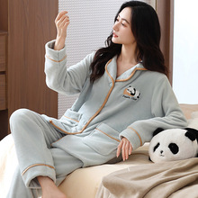 【五十弦】睡衣女士法兰绒新款秋冬季保暖加厚开衫长袖家居服定制