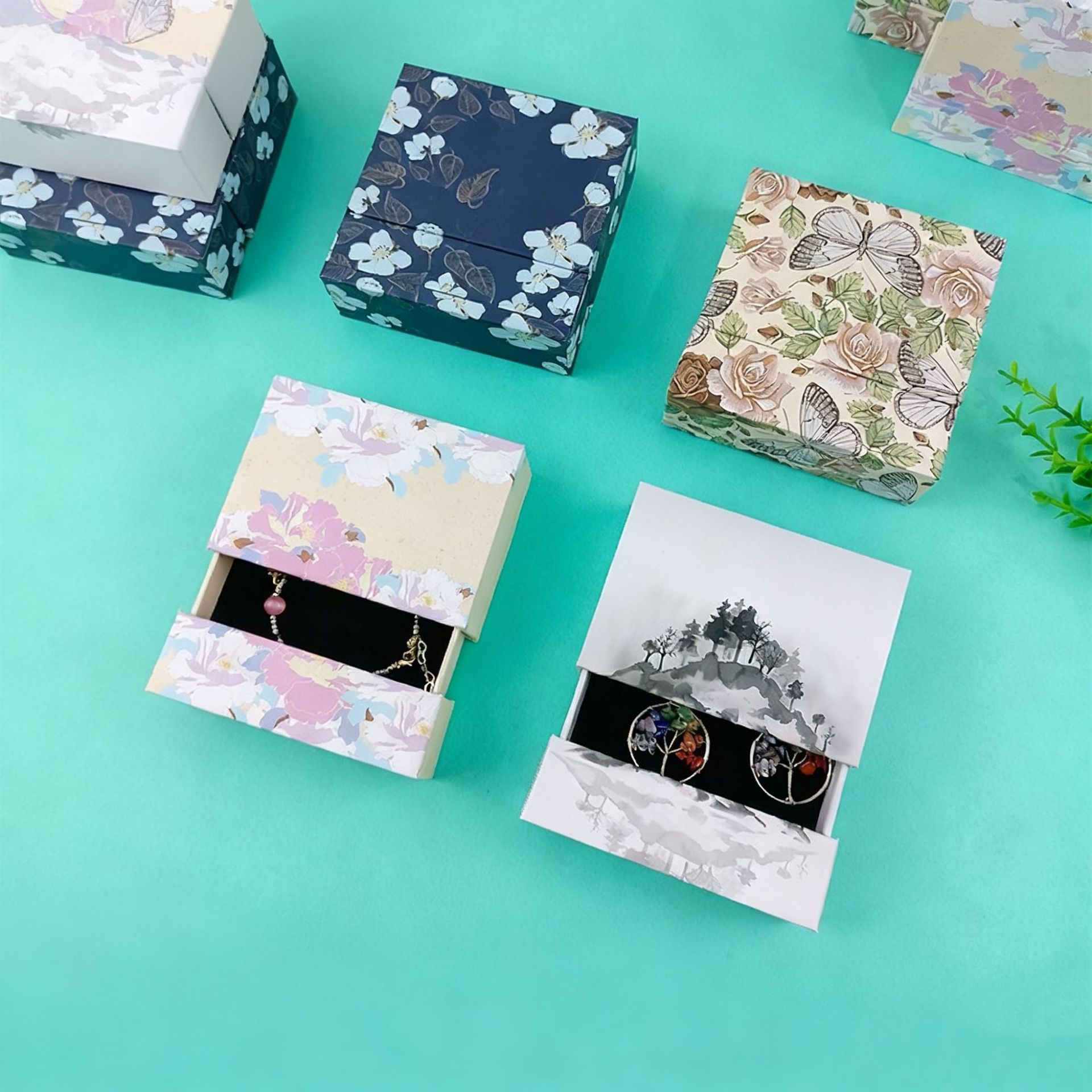 新款国风秘境首饰盒 珠宝饰品包装 戒指耳环耳钉手镯项链抽拉收纳