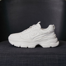 真皮增高小白鞋女2025年四季鞋新款百搭发泡厚底透气运动鞋老爹鞋