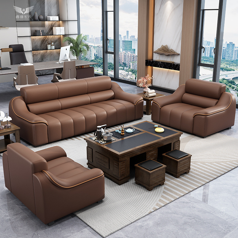Sofá de oficina moderno y simple nuevo estilo chino, sala de recepción de negocios, sala de reuniones de negociación, sofá de oficina, mesas de té, conjunto combinado