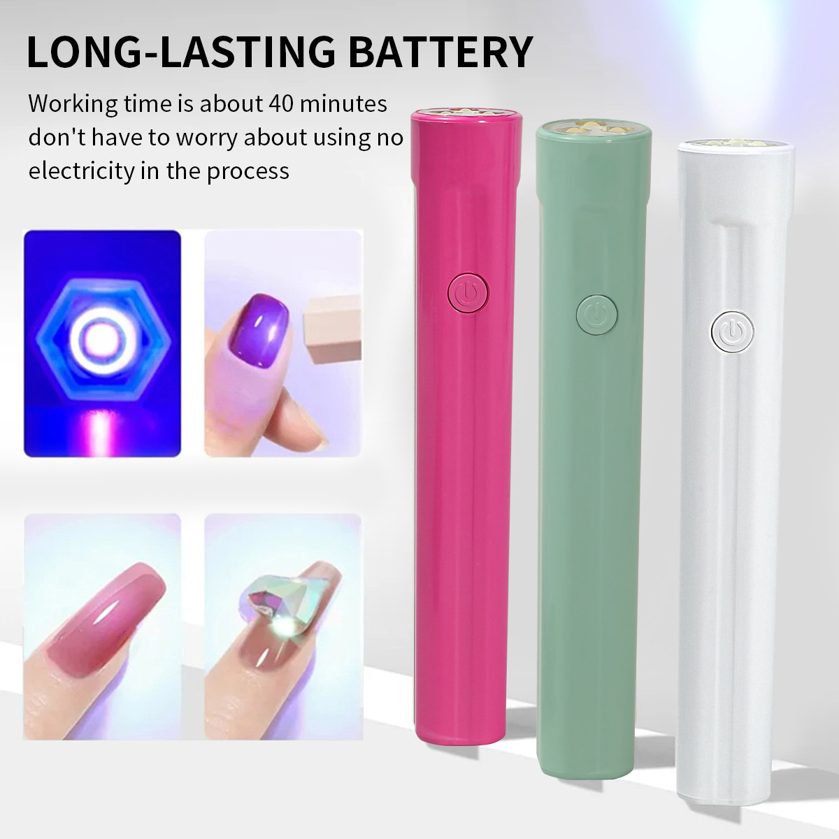 Lámpara de uñas de mano pequeña lámpara de fototerapia de uñas de almacenamiento de energía portátil pieza de uñas lámpara de hornear lámpara de fototerapia de uñas de mano