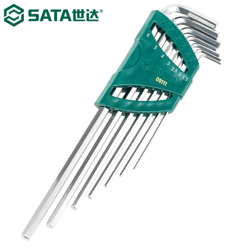 世达09111内六角扳手套装特长平头内六方加硬公制7件套1.5-6mm