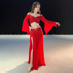2025 春の新ニッチデザインベリーダンス衣装スパンコールメッシュ練習服クラス制服オリエンタルダンススーツ