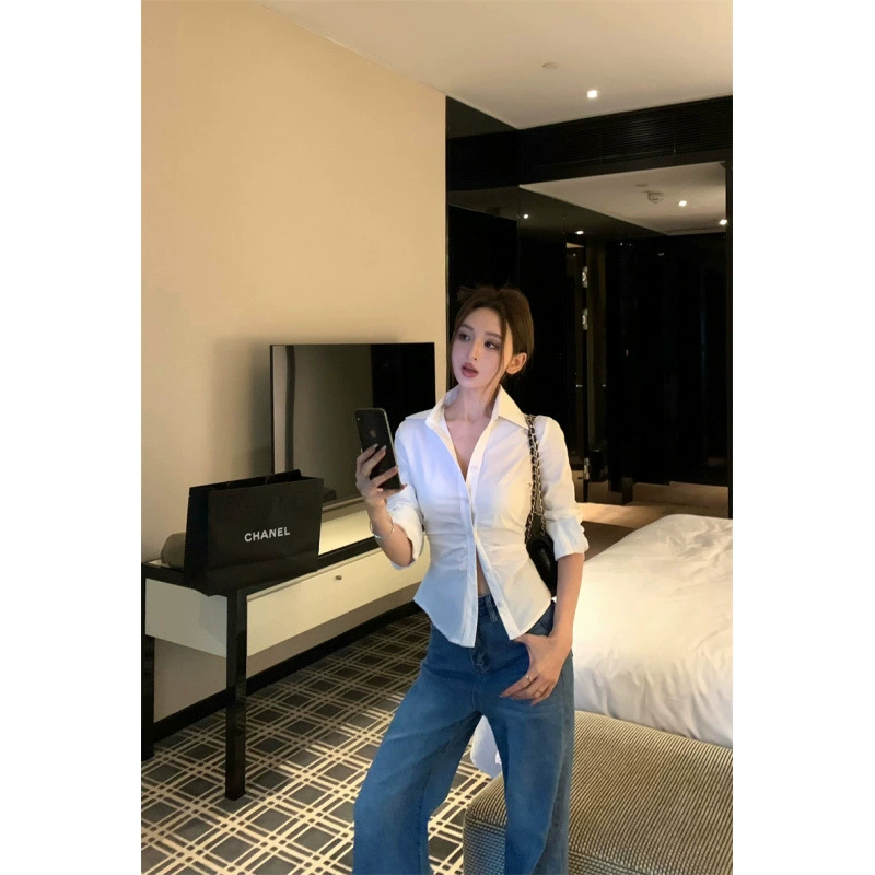 2025 женский дизайн чувство высокого уровня тонкая тонкая рубашка топ женская одежда