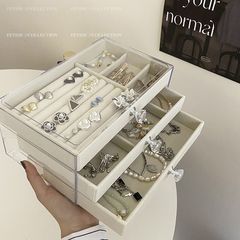 ジュエリー収納ケース酸化防止イヤリングピアスネックレスベルベットアクリル高級精致アクセサリーケース神器