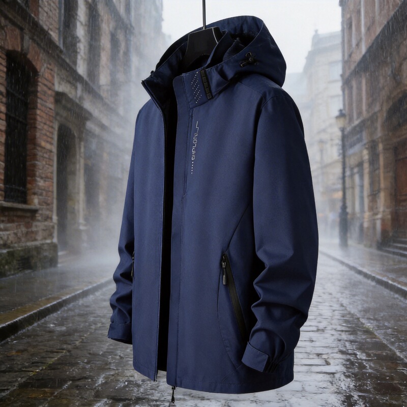 Men's Outdoor Waterproof and Stain-Resistant Hooded Single-Layer Breathable Stylish Pilot Jacket