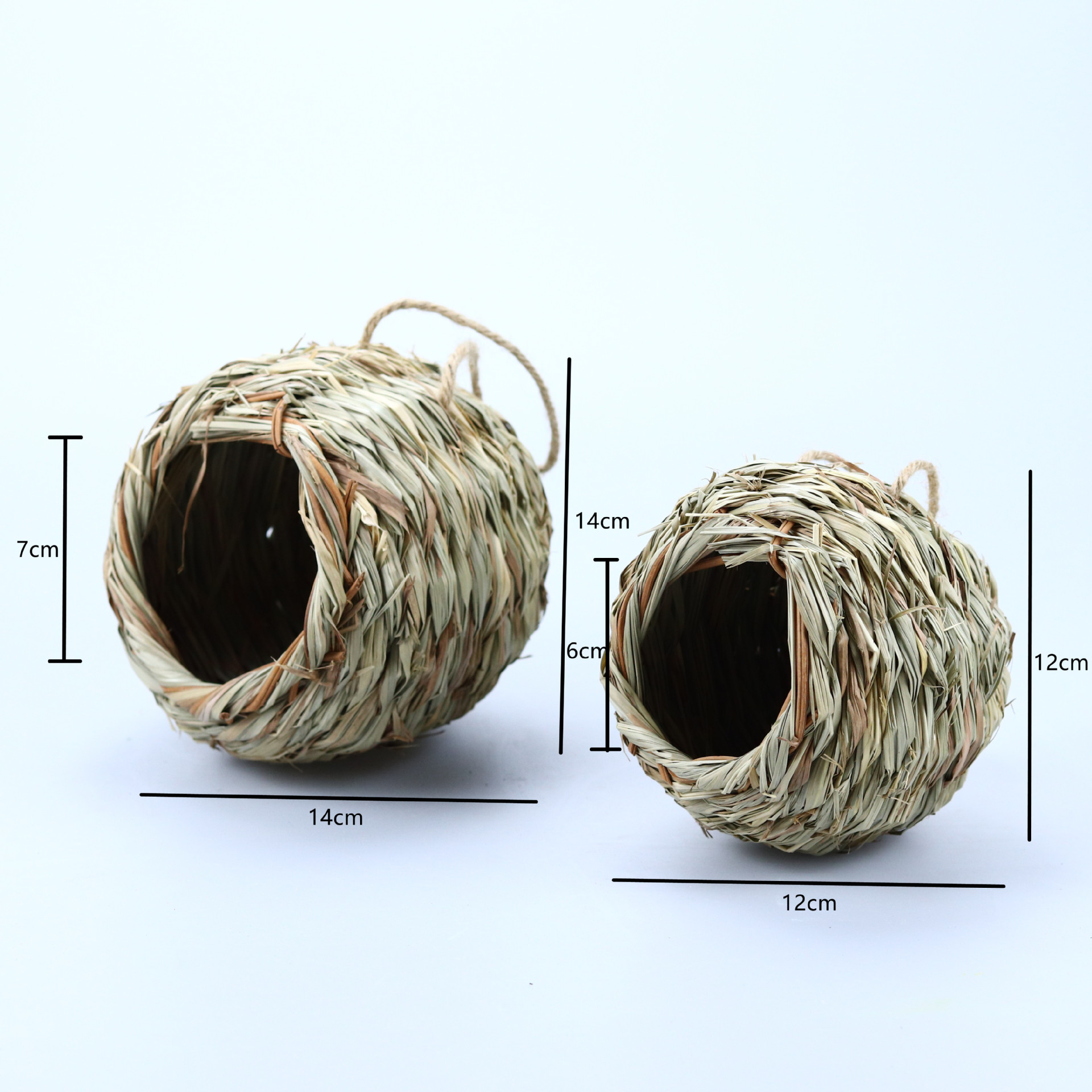 En stock Amazon ráfaga Bola de paja boca redonda Birdcage Nido Pájaro Jardín Al Aire Libre decoraciones simulación