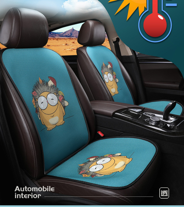 Car Seat Cushion Single Piece Summer Cooling Pad Cartoon Car Cushion Single Seat Pad Universal for All Seasons Ice Silk Three-Piece Set Seat Cushion
