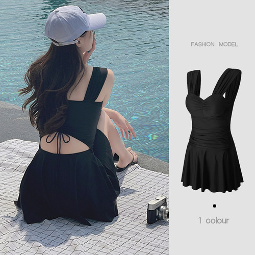 2024 new one-piece swimsuit for women, conservative belly-covering, slimming, push-up girl, high-end hot spring swimsuit