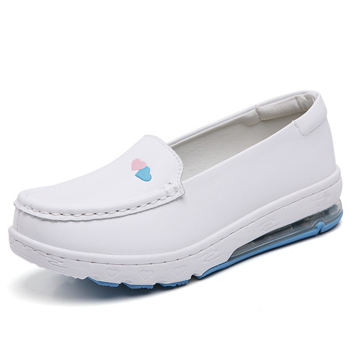 Air-cushion nurse shoes for women with soft soles, breathable, comfortable, non-slip, deodorant, genuine leather, hospital and clinic work white shoes and velvet cotton shoes