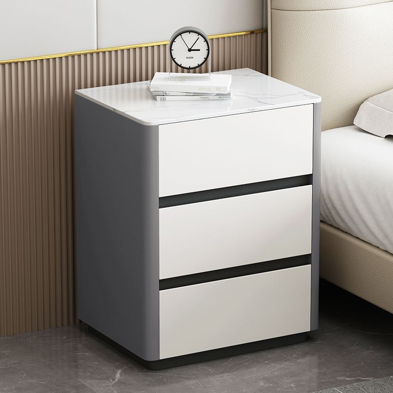 Three-Drawer Installation-Free Integrated Bedside Table Bedroom Light Luxury Bedside Table Modern Simple Slate Tempered Glass