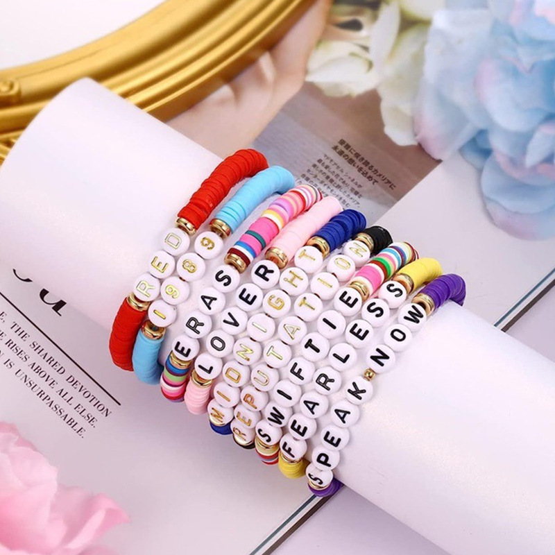 Cross-Border Hot-Selling Hot Taylor Swift Fan Bracelet Letter Handmade Colorful Soft Pottery Jewelry Bracelet