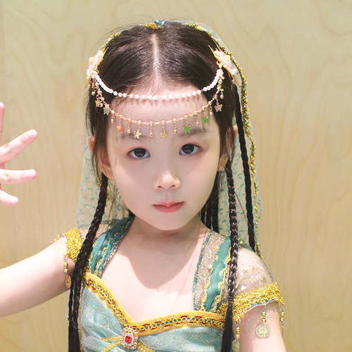 Hanchen's new Chinese style children's hair accessories girls Hanfu hairpin ancient style hairpin butterfly tassel headdress forehead chain