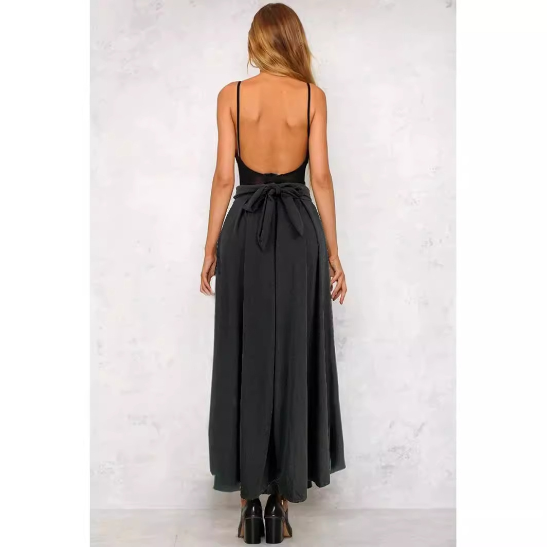 Fashion commuter wish independent station foreign trade sales European and American clothing solid color large swing belt skirt ready stock_vogarts.com