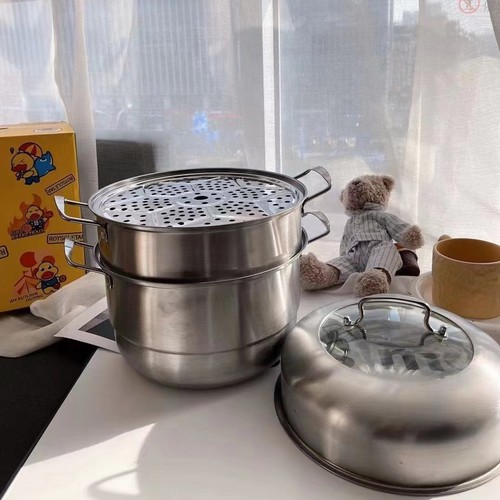 Little yellow duck new cute duck 28 soup steamer 304 stainless steel household three-layer soup pot multi-functional multi-layer steamer