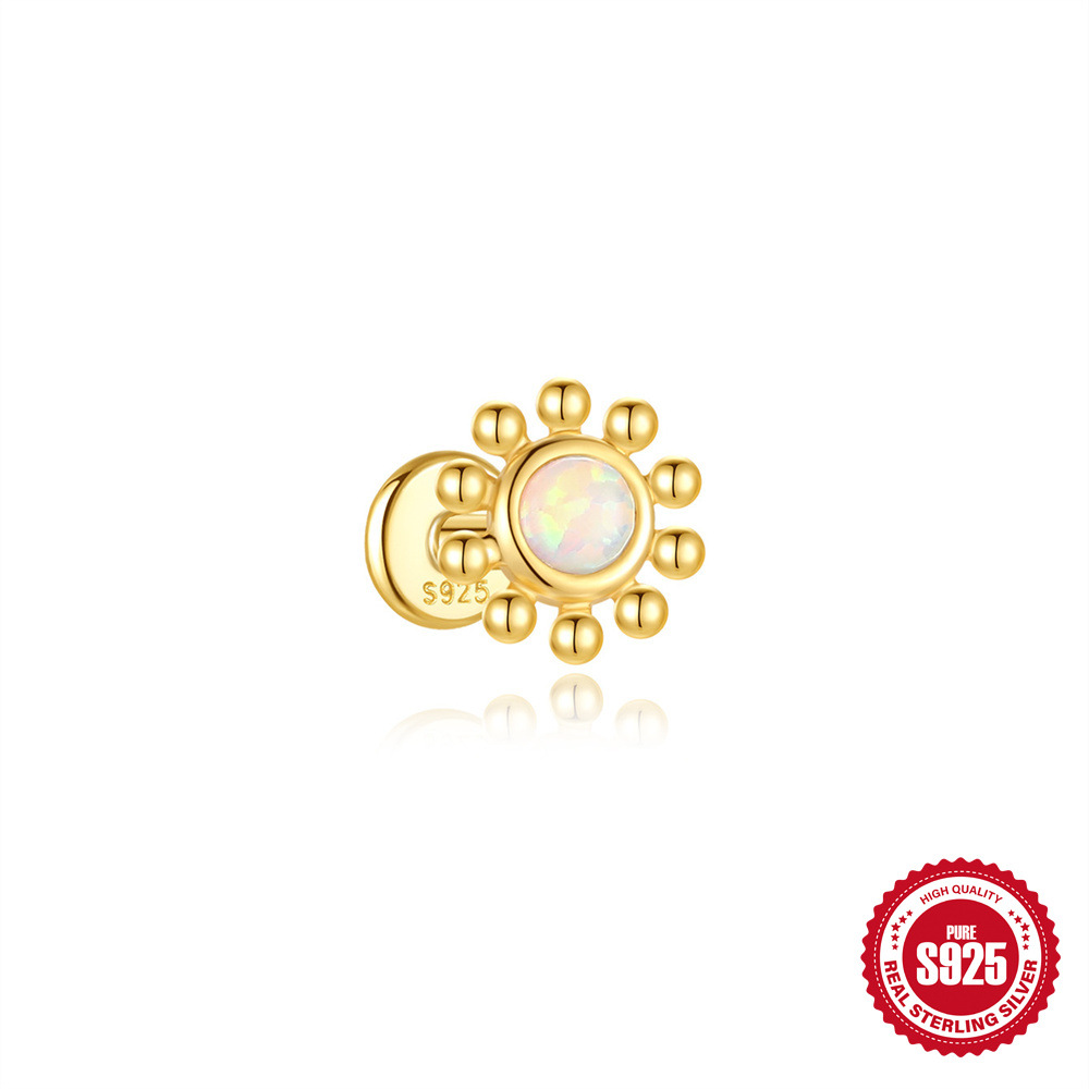 Pendientes de oreja de punción corporal de hilo de fondo plano de plata de ley S925