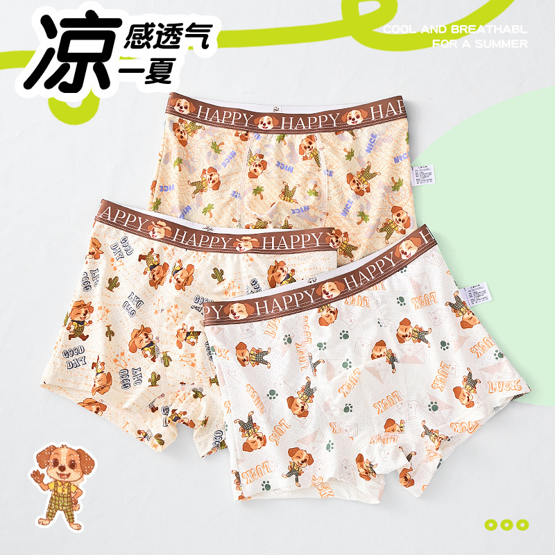 Verano helado no seco de hielo delgado de cuatro esquinas pantalones cortos de ángulo plano para niños transpirables lindos dibujos animados impresión