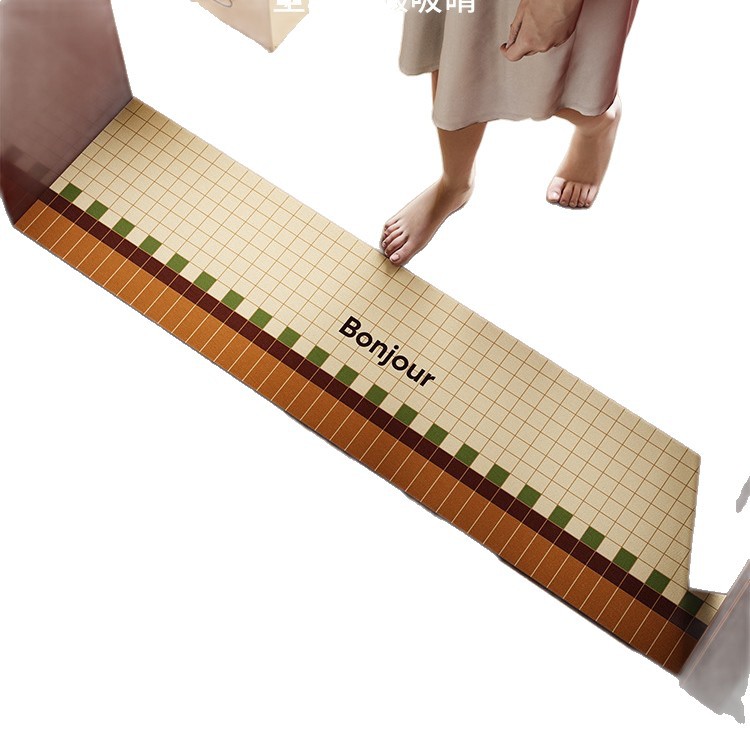 Bauhaus Stone Thickened Door Threshold Ultra-Narrow Long Strip Bathroom Non-Slip Water-Absorbent Foot Mat_voghion.com