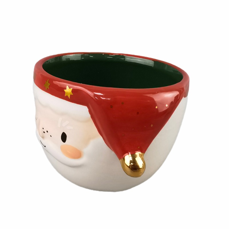 Taza de cerámica cuidadosamente seleccionada, bonita taza con relieve tridimensional de Papá Noel, taza de agua de regalo de Navidad para pareja de estudiantes