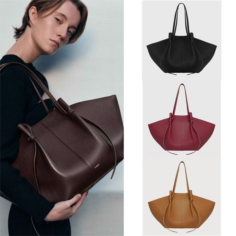 In-stock Yuzefi wing bag, genuine leather shoulder underarm bag, large-capacity commuter tote bag, vintage niche women's bag