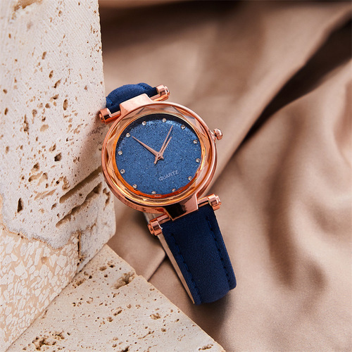 New Starry Sky Watch for Women Live Broadcast Ladies Fashion Casual Watch Ultra-Thin Rhinestone Frosted Belt Watch